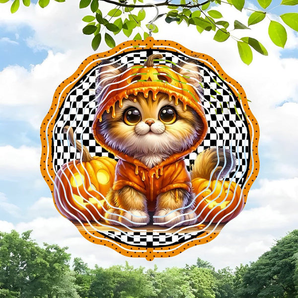 Funky Home Decor: Hallo-ween Kitten Wind Chimes,Pumpkin Cat Wind Chimes for Homes, Bars, Offices, Man Caves, Garages, And Living Rooms. Also Makes A Great Gift.