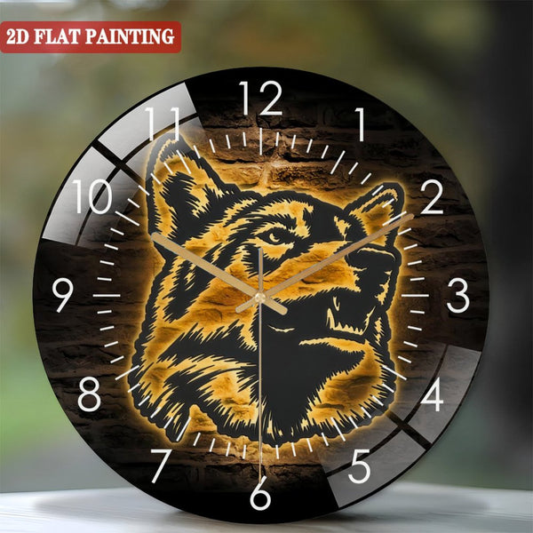 Decor Wall Clock"Wolf Angry Glass Wall Clocks,Howling Wolf Glass Wall Clocks,Home Decor Kid Boy Girl Nursery Decoration Christmas Birthday Housewarming Dad Gift Style 12×12inch(30×30cm)