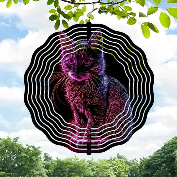 Funky Home Decor: Neon Pink Kitten Cat Kitty Fantasy Art  Wind Chimes, Cat Decor And Gift Wind Chimes for Homes, Bars, Offices, Man Caves, Garages, And Living Rooms .Also Makes A Great Gift.