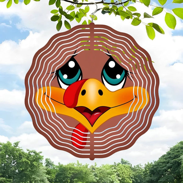 Funky Home Decor: Turkey Face Wind Chimes,  Round  Decor Wind Chimes  for Homes, Bars, Offices, Man Caves, Garages, And Living Rooms .Also Makes A Great Gift. Style 10*10in（25*25cm）