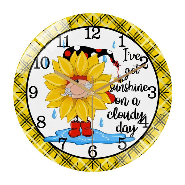 Decor Wall Clock: I've Got Sunshine on A Cloudy Day Glass Wall Clock,Sunflower Spring  Decor Wall Clock  for Homes, Bars, Offices, Man Caves, Garages, And Living Rooms .Also Makes A Great Gift.