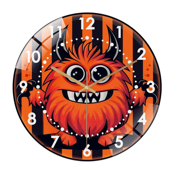 Decor Wall Clock: Mons-ter  Glass Wall Clock, Cute Furry Monster Decor Wall Clock  for Homes, Bars, Offices, Man Caves, Garages, And Living Rooms .Also Makes A Great Gift.