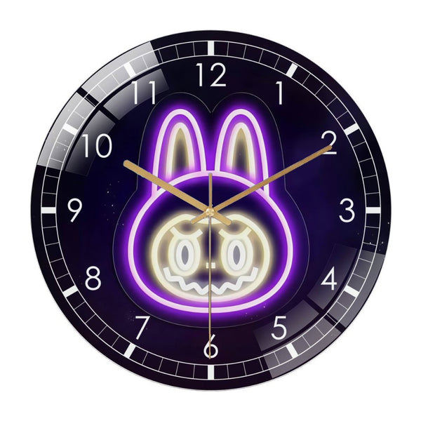 Decorative Clocks: Cute Labubu  Glass Wall Clock ，Labubu Gamer Wall Clock for Home Decor, Christmas Gift for Bedroom, Game Room, Man Cave, Party Decor, Off Road Game Room Wall Decor