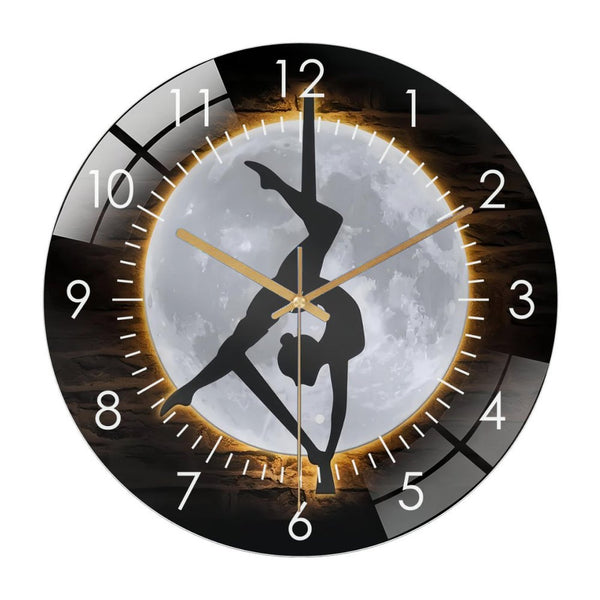 Decor Wall Clocks: Aerial Silk Dancing On The Moon Glass Wall Clock，Dancer Glass Wall Clock， Home Decor Acrobat Dance Room Decoration Christmas Birthday Gift .Also Makes A Grea