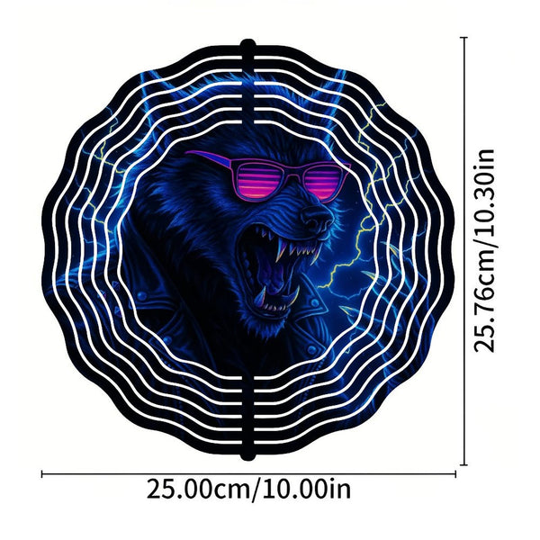 Funky Home Decor: 80's Werewolf Vaporwave Decor Wind Chimes, Cyberpunk Aesthetic  Decor Wind Chimes for Homes, Bars, Offices, Man Caves, Garages, And Living Rooms .Also Makes A Great Gift.