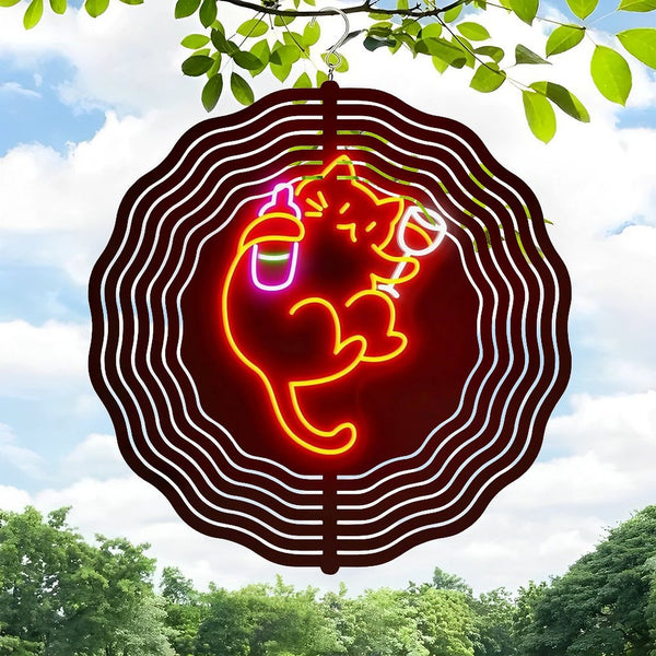 Funky Home Decor: Cat Drinking Cat Beer Wind Chimes,  Drunk Cat Decor Wind Chimes for Homes, Bars, Offices, Man Caves, Garages, And Living Rooms .Also Makes A Great Gift.