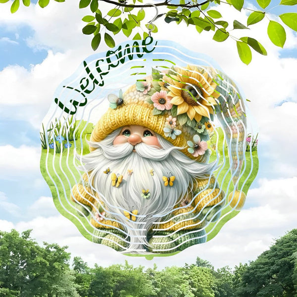 Funky Home Decor: Welcome Gnome Wreath Wind Chimes, Colorful Wreath  Wind Chimes, Pet Lover  Wall Clock for Homes, Bars, Offices, Man Caves, Garages, And Living Rooms. Also Makes A Great Gift.