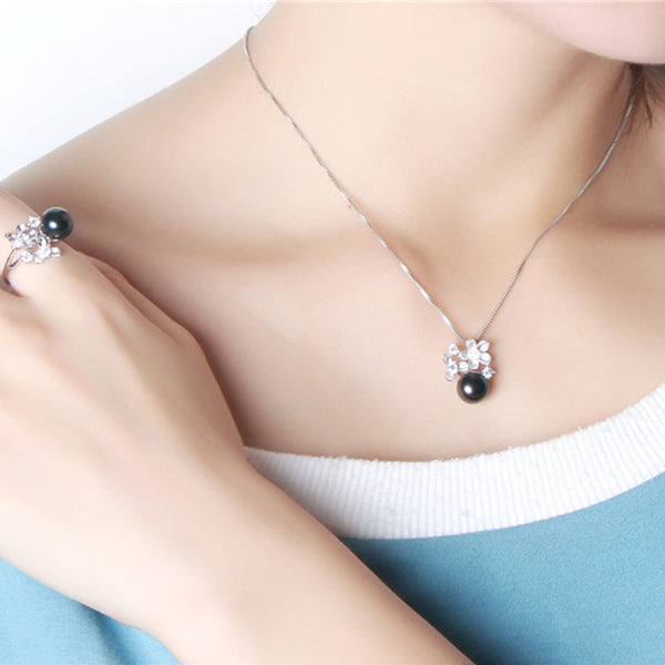 Collar de perlas de plata de ley 925 con colgante de perla auténtica para mujer