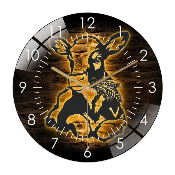 Decor Wall Clocks: Dairy Cow Glass Wall Clock,Funny Calf Home Decor  Wall Clock, for Homes, Bars, Offices, Man Caves, Garages, And Living Rooms.