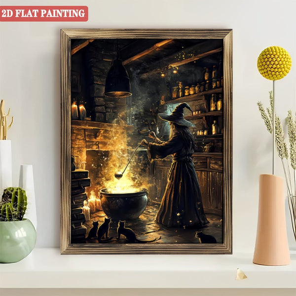 Room Decor Wood  Art Prints: Vintage Witch Wood  Art Prints, Halloween Cottagecore Decor.for Living Room, Kitchen, Bedroom And Office.for Gift Home Wall Decor.  12x16inch