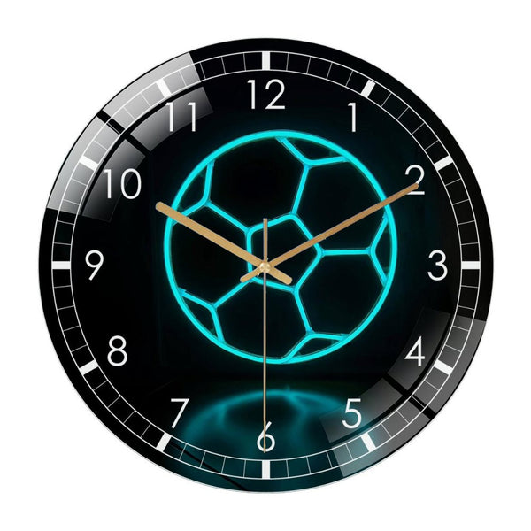 Decor Wall Clock: Soccer  Glass Wall Clock , College Soccer Decor Wall Clock for Home Decor, Christmas Gift for Bedroom, Game Room, Man Cave, Party Decor Style 12×12inch(30×30cm)