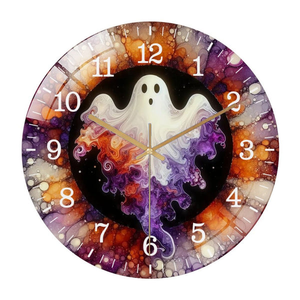 Decor Wall Clock: Ghost- Halloween- Glass Wall Clock, Halloween- Decor Wall Clock  for Homes, Bars, Offices, Man Caves, Garages, And Living Rooms .Also Makes A Great Gift. Style 12×12inch(30×30cm)