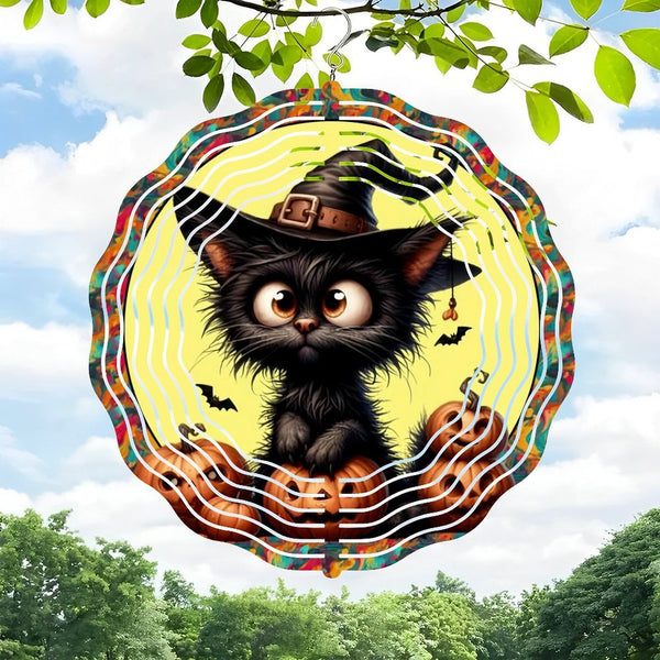 Funky Home Decor: Halloween Big Eyes Black Cat Wind Chimes ,Kitty Lover Gift Idea for Homes, Bars, Offices, Man Caves, Garages, And Living Rooms. Also Makes A Great Gift. Style 10*10in（25*25cm）