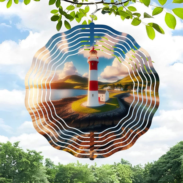 Funky Home Decor: Lighthouse on Peninsula Wind Chimes ,Decor Wind Chimes .Gift for Her for Homes, Bars, Offices, Man Caves, Garages, And Living Rooms. for Your Home Or Gift Style 10*10in（25*25cm）