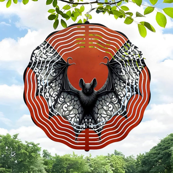 Funky Home Decor: Halloween- Vampire Bat  Wind Chimes, Spooky Wall Decor with Blood Red Moon Wall Decor Or Ornamen  Decor Wall Clock  for Homes, Bars, Offices, Man Caves, Garages