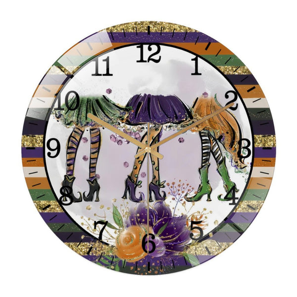 Decor Wall Clocks: Wicked Witch Legs Halloween Wreath Glass Wall Clock for Homes, Bars, Offices, Man Caves, Garages, And Living Rooms. Also Makes A Great Gift. Style 12×12inch(30×30cm)