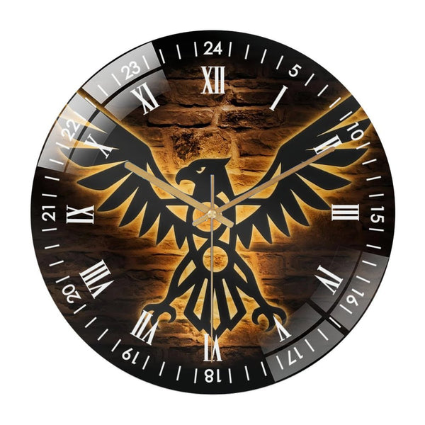 Decor Wall Clocks: Eagle Modern Abstract Glass Wall Clock， Eagle Geometric Minimalist Glass Wall Clock， Home Decor Man Cave Decoration Housewarming Christmas Gift