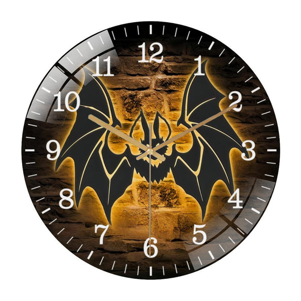 Decor Wall Clocks: Bat Glass Wall Clocks,Halloween Bat Glass Wall Clocks, Home Decor Black Horror Bird Dracula Decoration Man Cave Xmas Style 12×12inch(30×30cm)
