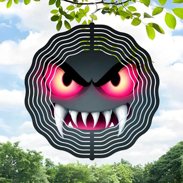Funky Home Decor: Cute Monster Face Wind Chime,  Colorful Monster Face with Pink EyesDecor Wind Chime for Homes, Bars, Offices, Man Caves, Garages, And Living Rooms .Also Makes A Great Gift.