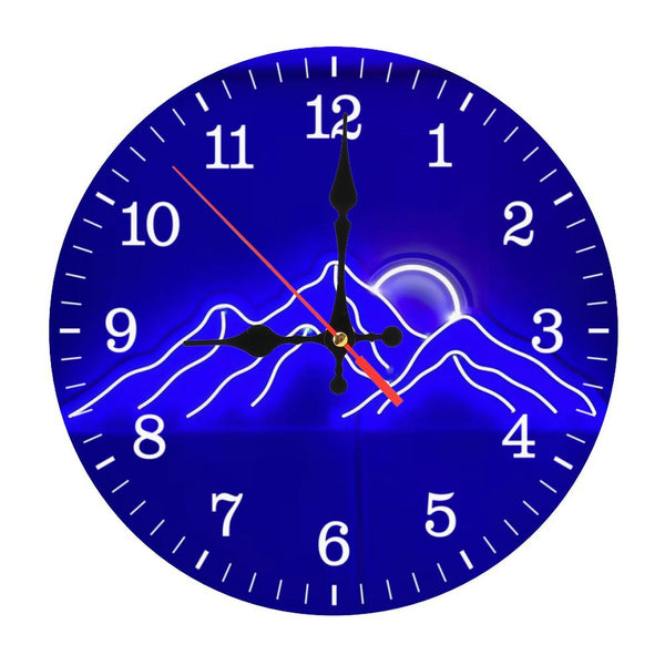 Decor Wall Clocks: Mountain Sunset Wood Wall Clocks,Mountain Wood Wall Clocks, Gifts for Family,Aesthetic Wall Art, Personalized Gifts,Christmas Gift  10×10inch(25×25cm)
