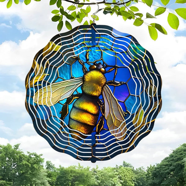 Funky Home Decor: Stained Glass Honey Bee  Wind Chimes,Bee  Decor Wind Chimes for Homes, Bars, Offices, Man Caves, Garages, And Living Rooms .Also Makes A Great Gift.