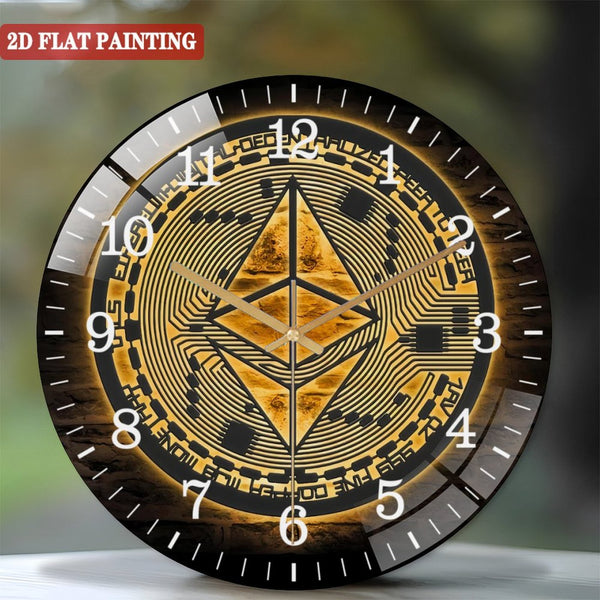 Decor Wall Clocks: Digital Bitcoin Glass Wall Clocks,Cryptocurrency Glass Wall Clocks, Home Decor Coin Office Decoration Housewarming CEO Birthday Xmas Style 12×12inch(30×30cm)