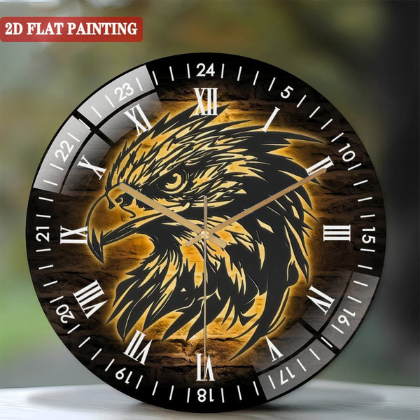 Clocks Wall Decor: American Eagle Glass Wall Clocks, Bald Eagle Glass Wall Clocks, Home Decor Eagle Lover Nursery Decoration Man Cave Birthday Xmas Housewarming Gifts Style 12×12inch(30×30cm)