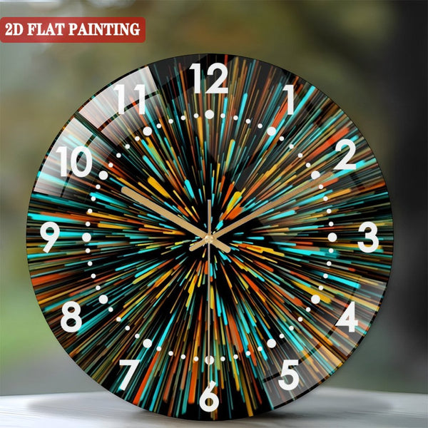 Clocks Wall Decor: Abstract Colorful Round Tempered Glass Wall Clock,  Colorful Modern Home  Decor Wall Clock for Homes, Bars, Offices, Man Caves, Garages, And Living Rooms. Style 12×12inch(30×30cm)