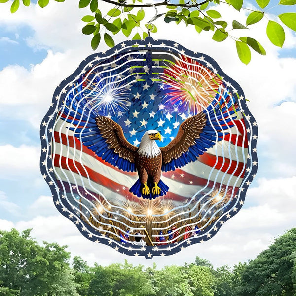 Funky Home Decor: Patriotic Eagle Wind Chimes,  Independence Day, July 4, Farmhouse Decor Wind Chimes for Homes, Bars, Offices, Man Caves, Garages, And Living Rooms .Also Makes A Great Gift.