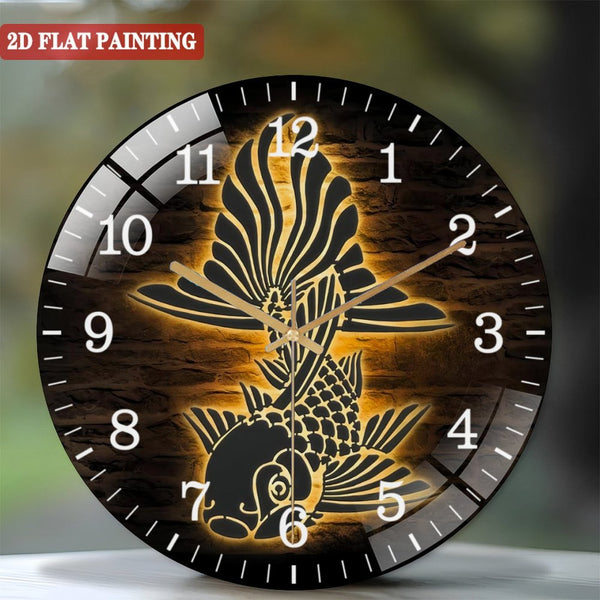 Decor Wall Clocks: Goldfish Glass Wall Clocks, Gold Fish Glass Wall Clocks,Home Decor Pet Fish Kids Nursery Decoration Man Cave Housewarming Christmas Birthday Style 12×12inch(30×30cm)