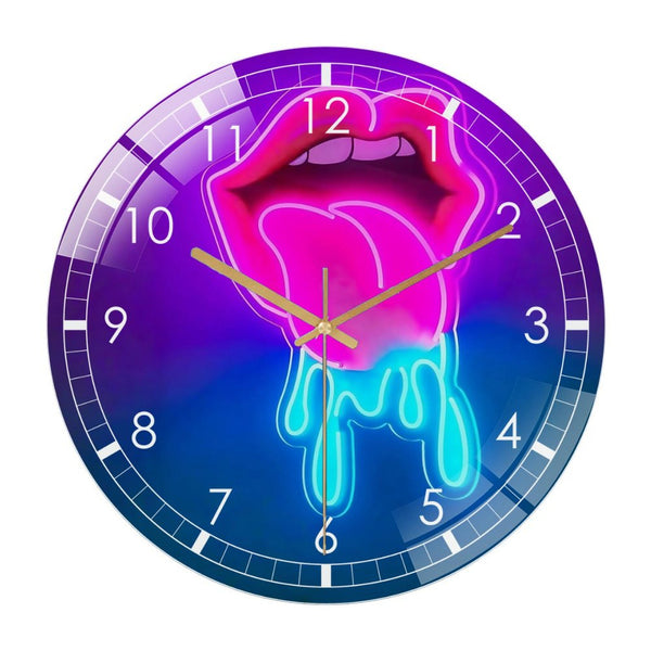 Decor Wall Clock: 1-9 Dripping Lips Glass Wall Clock, Beauty Wall Decor,Gift for Her  Wall Clock for Home Decor Wedding Gift Decor. Style 12×12inch(30×30cm)