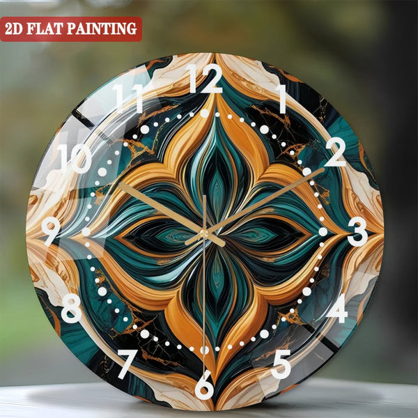 Clocks Wall Decor: Colorful Floral Round Tempered Glass Wall Clock,  Modern Home  Decor Wall Clock for Homes, Bars, Offices, Man Caves, Garages, And Living Rooms. Style 12×12inch(30×30cm)