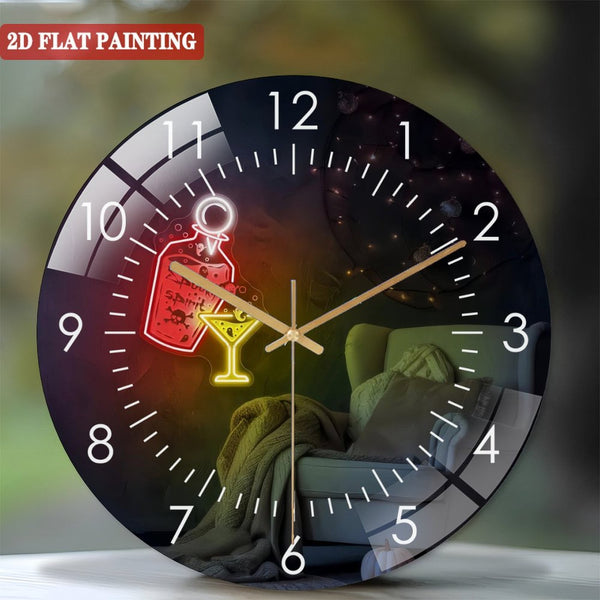 Decor Wall Clocks: Spooky Spirits Glass Wall Clock,Halloween- Bar Decor Glass Wall Clock,Home Decor Bear Roar Wild Animal Decoration Housewarming Christmas Birthday Gift. Style 12×12inch(30×30cm)