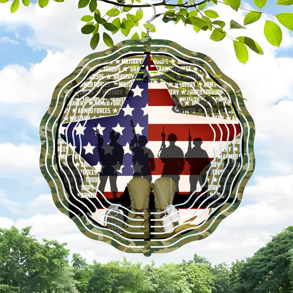 Funky Home Decor: Round Military Fan Wind Chimes，Military Enthusiast Wind Chimes for Homes, Bars, Offices, Man Caves, Garages, And Living Rooms. Also Makes A Great Gift. Style 10*10in（25*25cm）