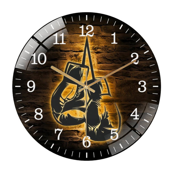 Decor Wall Clocks: Boxing Gloves Glass Wall Clocks, Boxer Glass Wall Clocks,Home Decor Gym Room Decoration Man Cave Christmas Birthday Style 12×12inch(30×30cm)