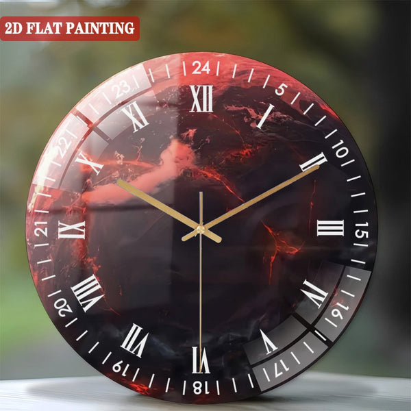 Clocks Wall Decor: Red Moon Space Art Glass Wall Clock,  Red Moon  Decor Wall Clock for Homes, Bars, Offices, Man Caves, Garages, And Living Rooms. Style 12×12inch(30×30cm)