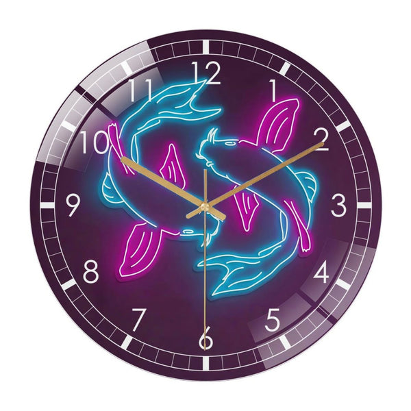 Decor Wall Clock: Koi Fish Wall Art  Glass Wall Clock ，Swimming Fish Wall Clock for Home Decor, Christmas Gift for Bedroom, Game Room, Man Cave, Party Decor .Home Wall Decor, Kids Room Art