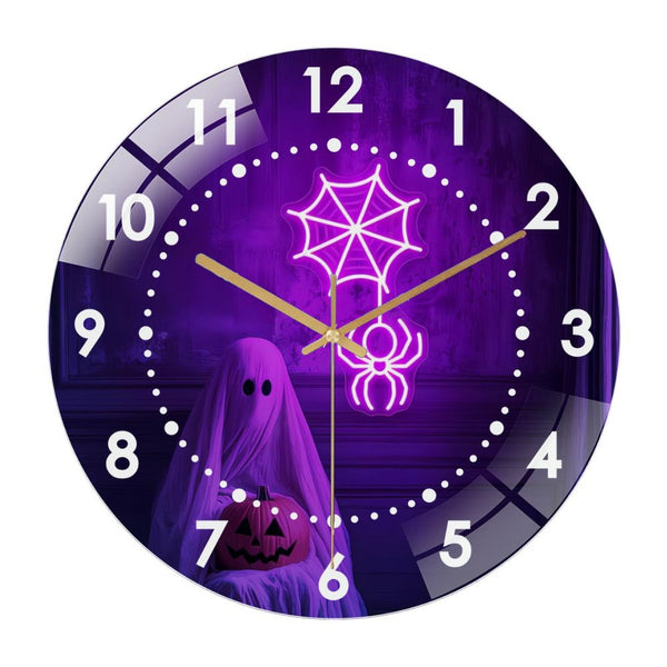 Decor Wall Clocks: Spider Web Glass Wall Clock,Scary Spider Gothic  Decor Wall Clock, for Homes, Bars, Offices, Man Caves, Garages, And Living Rooms. Hallo-ween Gift .Also Makes A Grea.