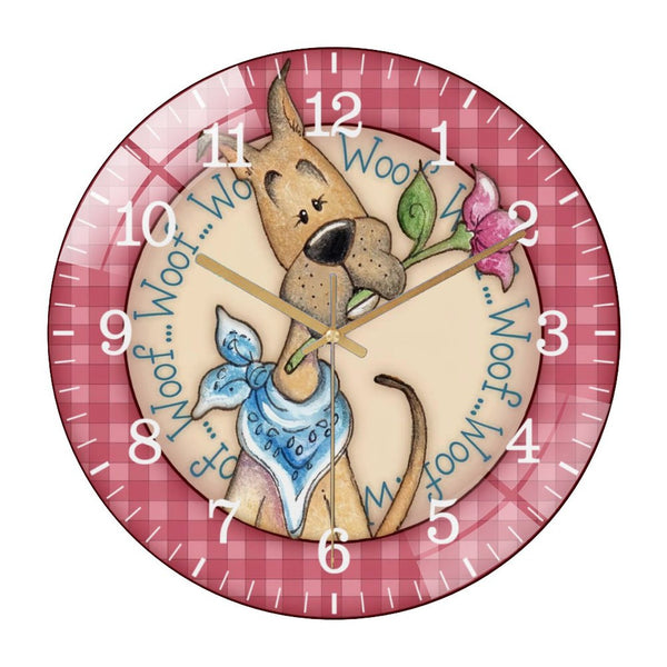 Decor Wall Clocks: Dog Glass Wall Clock ，cute Dog Wall Clock for Homes, Bars, Offices, Man Caves, Garages, And Living Rooms. Also Makes A Great Gift. Style 12×12inch(30×30cm)