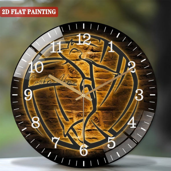 Decor Wall Clocks: Female Volleyball Glass Wall Clocks,  Volleyball Player Glass Wall Clocks,Home Decor Kid Nursery Decoration Xmas Birthday Style 12×12inch(30×30cm)