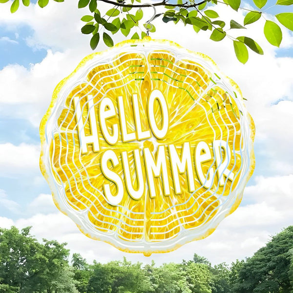 Funky Home Decor: Lemon Slice Hello Summer Lemon Wind Chimes,  Lemon Decor Wind Chimes for Homes, Bars, Offices, Man Caves, Garages, And Living Rooms .Also Makes A Great Gift. Style 10*10in（25*25cm）