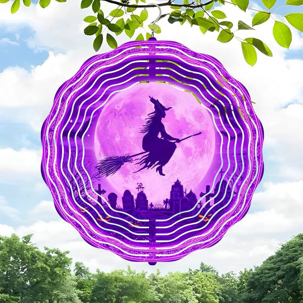 Funky Home Decor: Witch Flying on A Broom in Front of A Full Moon Wind Chimes  Halloween  Fall Decor Wind Chimes for Homes, Bars, Offices, Man Caves, Garages, And Living Rooms .Also Makes A Great Gift