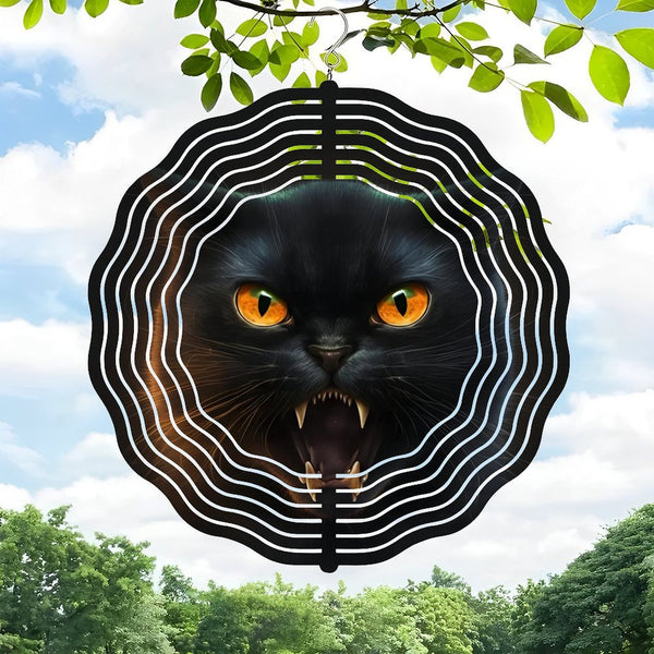 Funky Home Decor: Hallo-ween Cat, Scary Black Cat Wind Chimes for Homes, Bars, Offices, Man Caves, Garages, And Living Rooms. Also Makes A Great Gift. Style 10*10in（25*25cm）