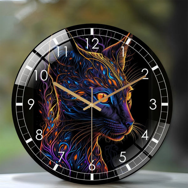 Decor Wall Clock: Beautiful Neon Flower Siamese Cat  Glass Wall Clock, Stunning Wall Decor Wall Clock for Homes, Bars, Offices, Man Caves, Garages, And Living Rooms .Also Makes A Great Gift.