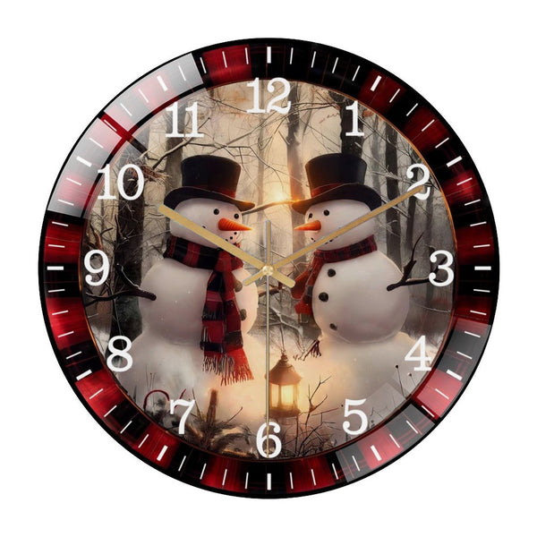 Decor Wall Clocks: Decorative Clocks：Snowman Welcome Glass Wall Clock ，Snowman Decoration Winter Decor Wall Clock for Homes, Bars, Offices, Man Caves, Garages, And Living Rooms.
