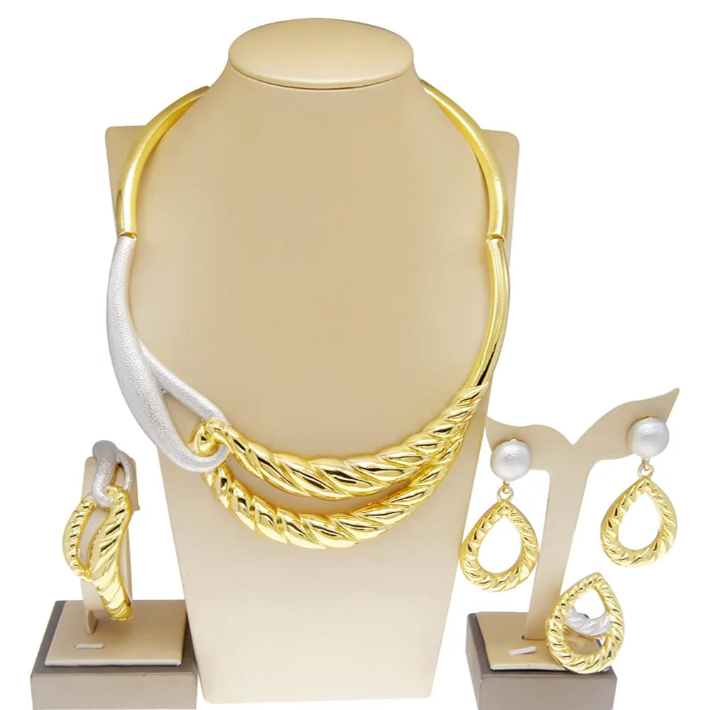 Fashion Italy Gold Plated Ladies Necklace Jewelry Set  African Jewelry Wedding