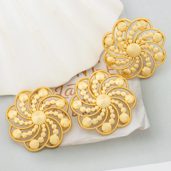 New 18k Gold Color Jewelry Set for Women Italy Lady Elegnat Hoop Earrings and Ring Set