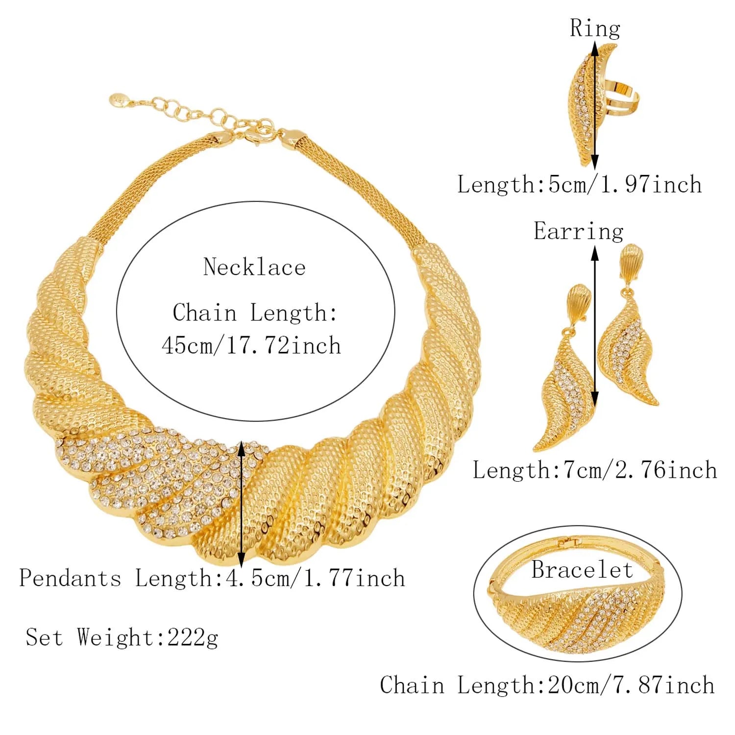 Big Necklace Jewelry Set Dubai Bridal Wedding Luxury Gold Plated Bracelet