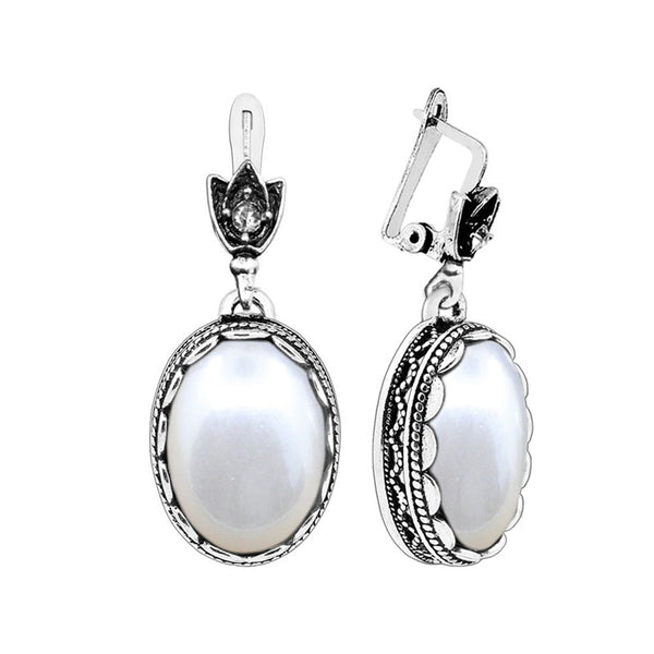 Pendientes de perlas Anstory para mujer con colgante de flor de doble capa