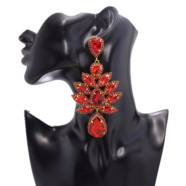 Luxury Big size Crystal Drop Earrings for Women Fashion Rhinestone Statement Earrings